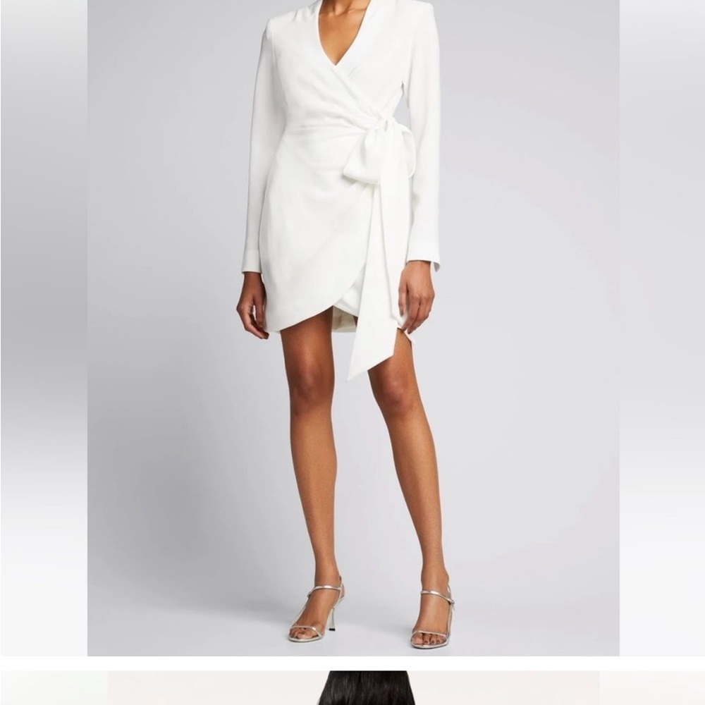 White Ribbed Wrap Sheath Dress for Cocktail